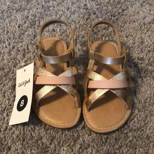 Cat and Jack NWT pink gold and tan strappy sandals